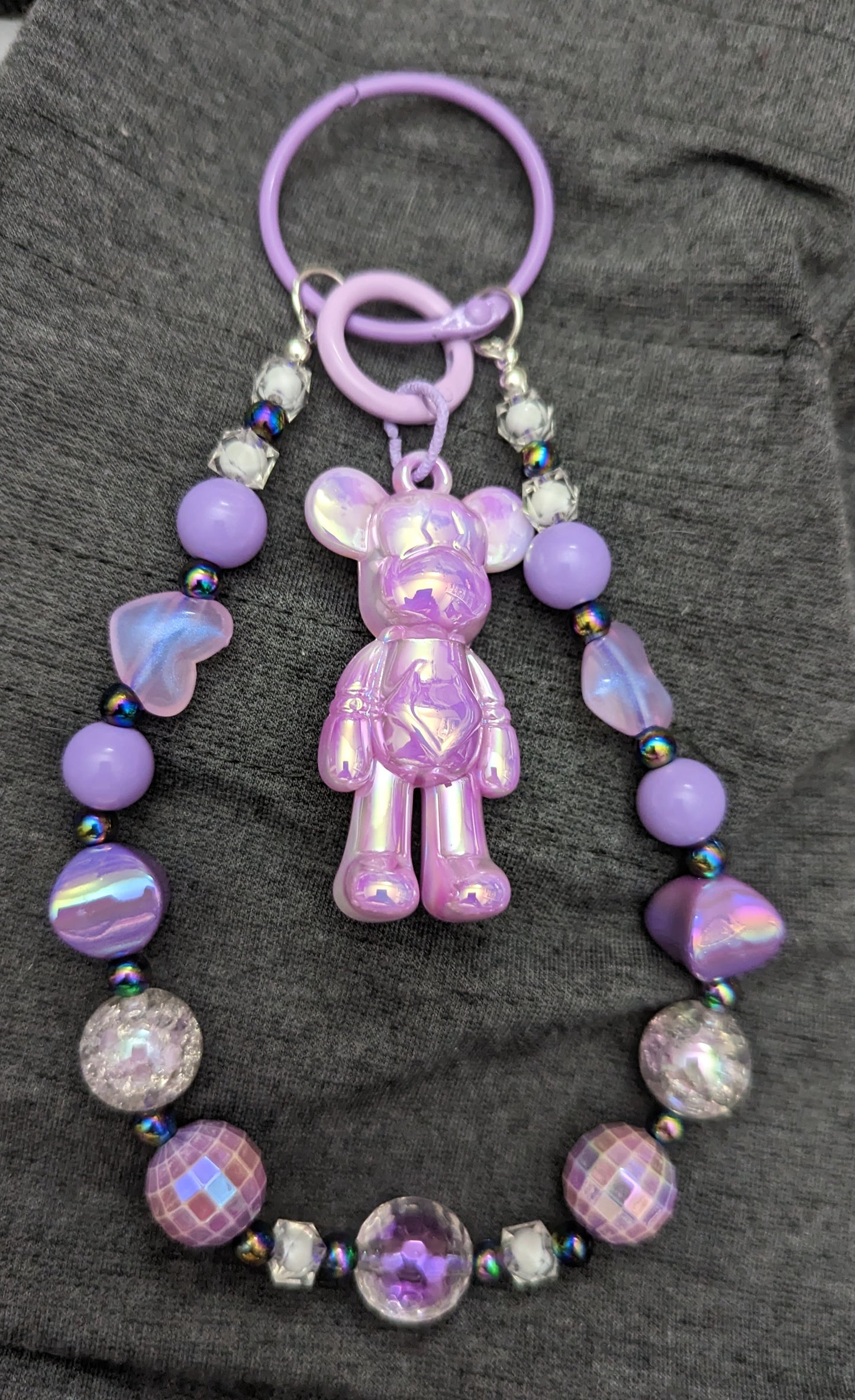 Purple teddy bear keychain