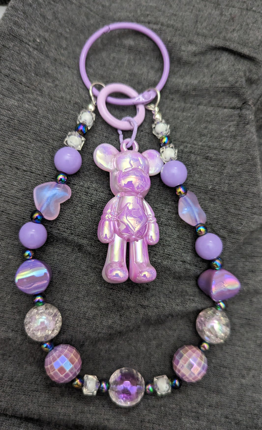 Purple teddy bear keychain
