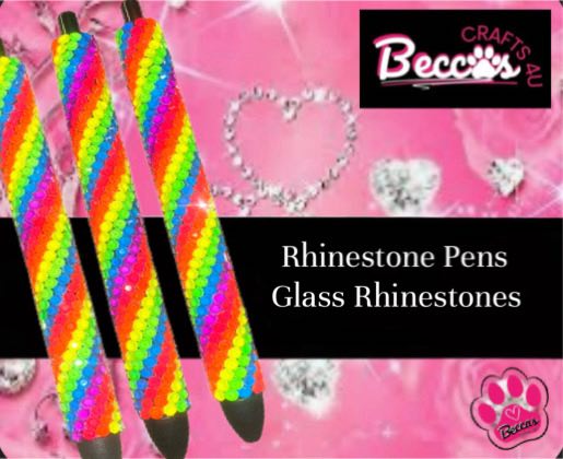 Rainbow swirl Glass Rhinestone pen